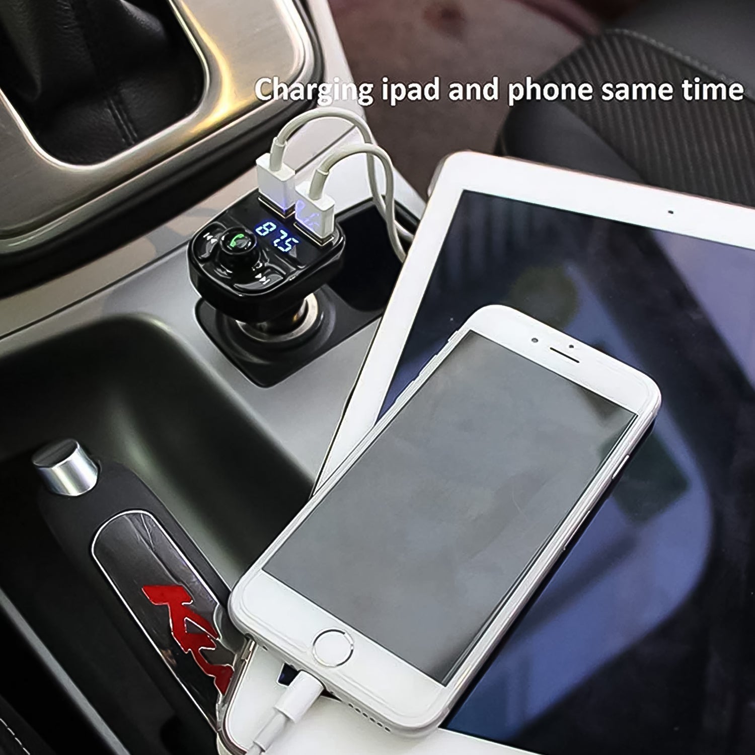 Car-x8 Bluetooth Fm Transmitter Kit For Hands-free Call Receiver  Music Player  Call Receiver  Fast Mobile Charger Ports